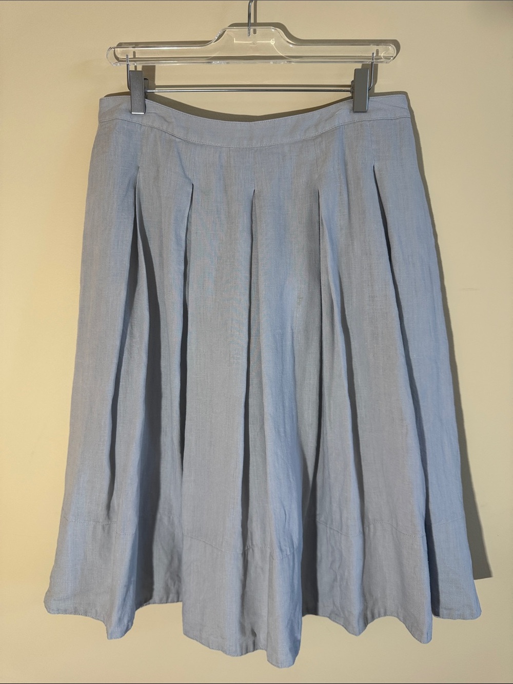 Talbots Light Grey Linen Pleated A-Line Skirt